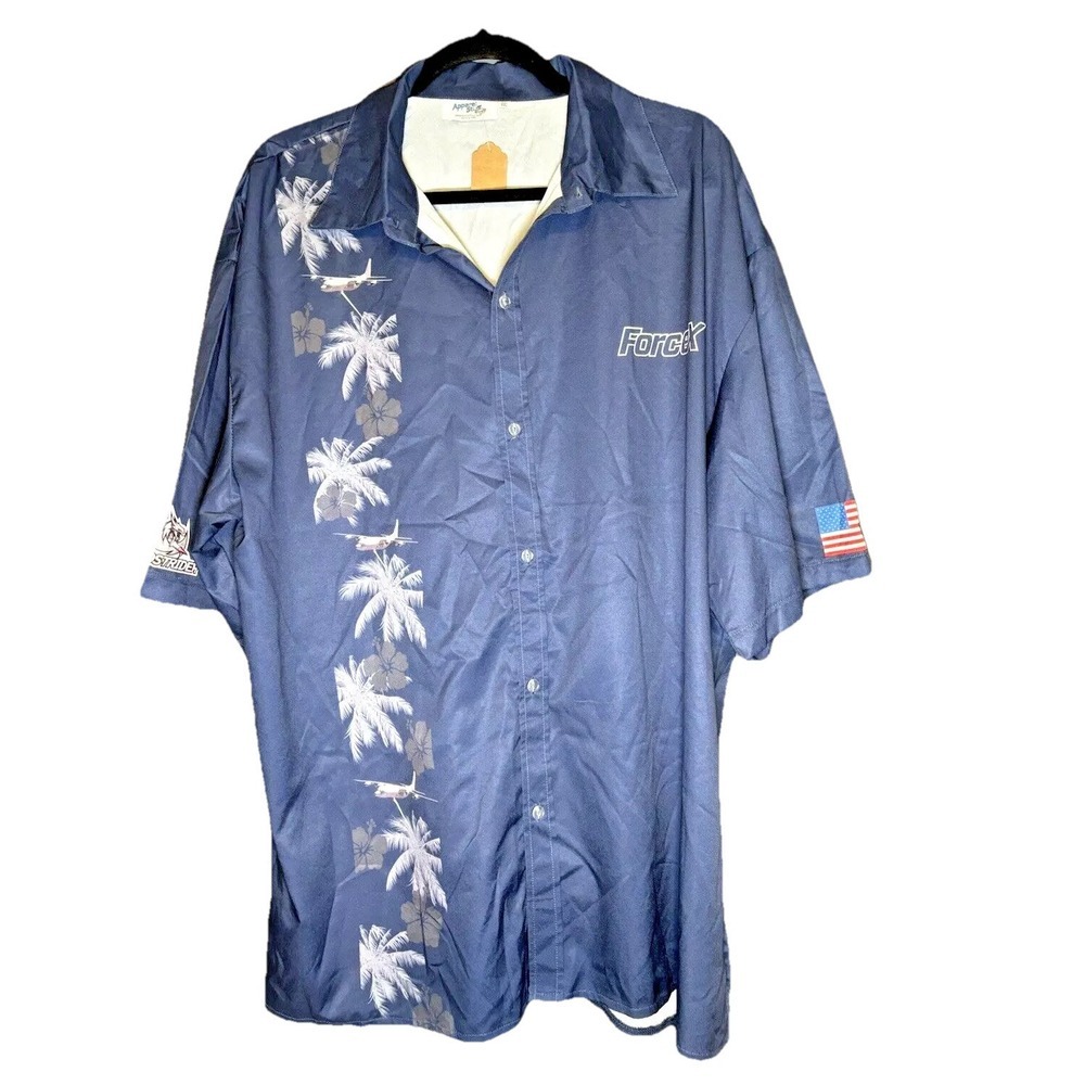 Apparel Stuff ForceX Men's Palm‎ Tree Button Up Shirt Blue XX-Large